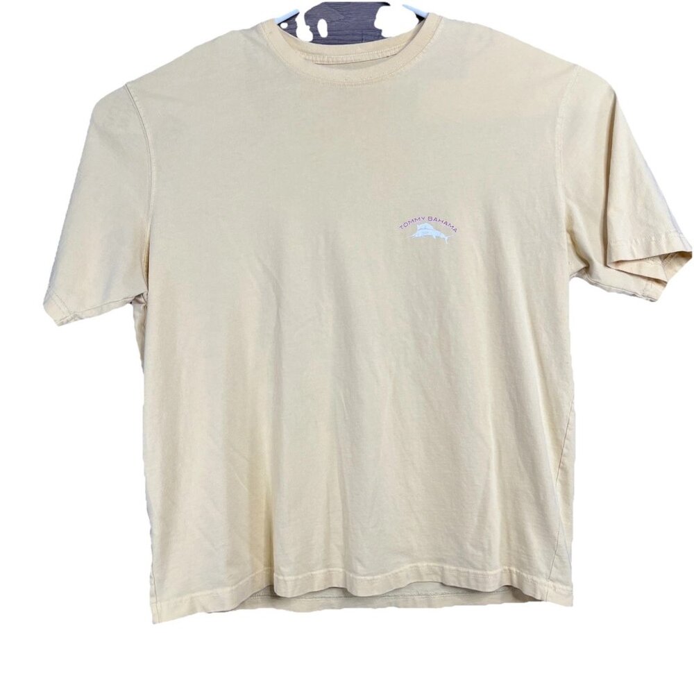 Tommy Bahama Shirt Mens XL Yellow 20 Years Of Relaxation Graphic Tee Cotton - Picture 2 of 9
